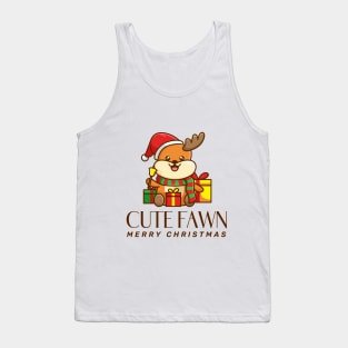 marry christmas cute Fawn holding gifts design Tank Top